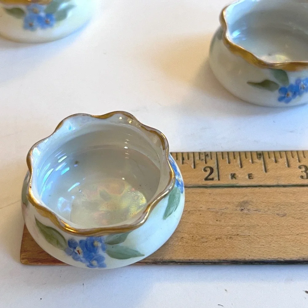 Antique O&EG Royal Austria Open Salts Set 6 Oscar Edgar Gutherz Floral Gold